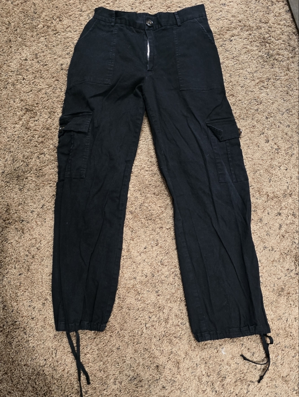 Love Black Cargo Jogger Pants